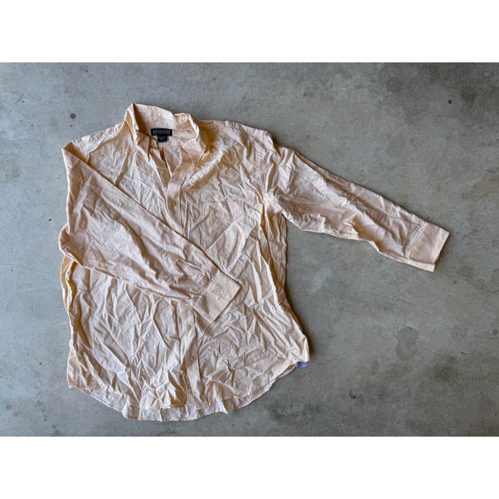 Land's End Button-Down Oxford Shirt – Peach – Size 18.5 (34/35)